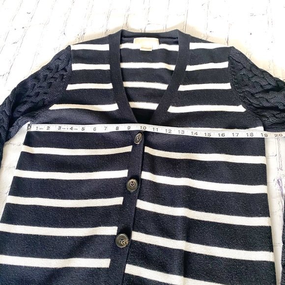 MICHAEL Michael Kors Striped Button front Angora Blend Cardigan MP - Picture 10 of 13